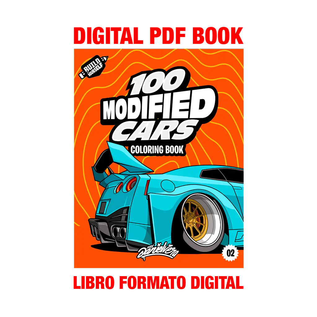 (DIGITAL VERSION PDF) 100 MODIFIED CARS COLORING BOOK HDV SHOP