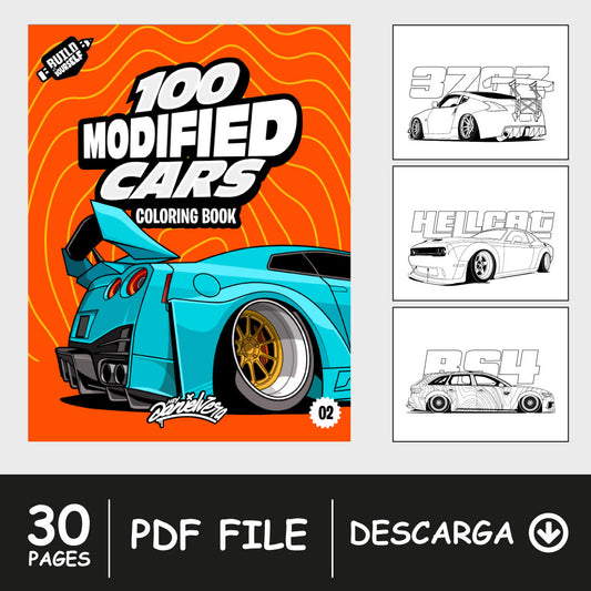 (DIGITAL VERSION - PDF) - 100 MODIFIED CARS COLORING BOOK