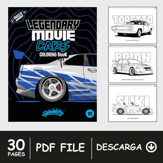 (DIGITAL VERSION - PDF) - LEGENDARY MOVIE CARS COLORING BOOK